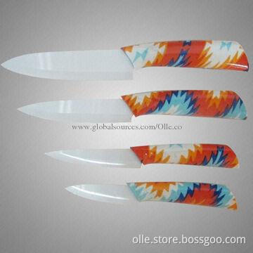 Soft Texture ABS Colored Handle Ceramic Coating Knife Set